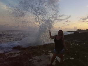 Blow holes on Grand Cayman at sunset are awesome!